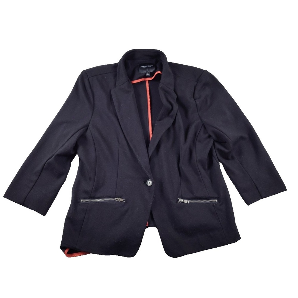 Christian Siriano Women's Large Black Career Office Blazer Polyester Blend